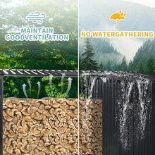 BYLUXA Heavy-Duty Galvanized Steel 2-in-1 Outdoor Firewood Rack & Metal Storage Shed - Rust-Resistant, Weatherproof, Multi-Functional Solution for Firewood & Yard Equipment Storage