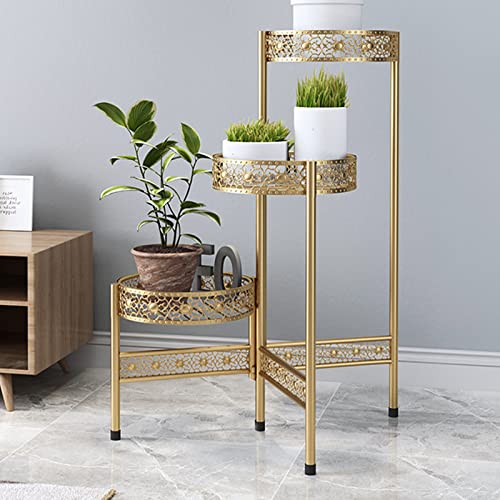 OJKJGYTF Balcony Wrought Iron Flower Pot Shelf European Style Simple Light Luxury Indoor Flower Shop Green Plant Shelf Multi-Layer Floor Flower Stand