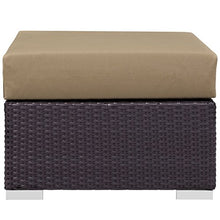 Modern Contemporary Urban Design Outdoor Patio Balcony Square Ottoman, Brown, Rattan