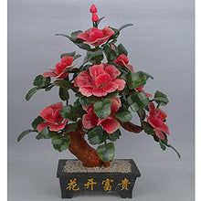 YXIANG56Q Fake Plants Artificial Bonsai Natural Jade Ornaments Pink Peony Flower Jade Potted Decorative Bonsai Desk Display Pot Ornaments Bonsai Tree