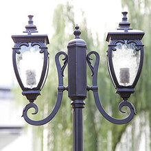 iumLeap 2-Light Traditional Black Die-Cast Alandscape Lantern Victorian Outdoor High Pole Street Light Ip54 Waterproof Garden Lighting Fitting Decking Patio Path Pil(Height 2.4m)