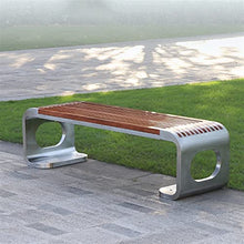 Outdoor Bench Outdoor Backless Bench Stainless Steel Frame Bench Wooden Seat Board Simple Park Bench Park Durable Park Leisure Furniture Garden Bench (Color : Brass )