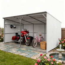 DuraYu 20x12 ft Livestock Metal Shed, Heavy Duty Steel Animal Shelter with Skid Base, Outdoor Farm Storage for Cattle Horses Hay, Cream