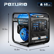 POXURIO 4550-Watt Portable Inverter Generator for Home Use, Open Frame Generator Gas Powered, Lightweight & Quiet for Home Use and Emergency Backup, EPA Compliant-Blue