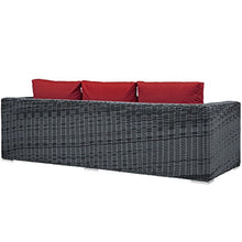 Modway Summon Wicker Rattan Outdoor Patio Sunbrella Sofa in Canvas Red