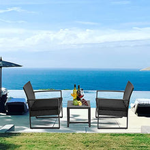 DUYHBAWRS 3 Pieces Patio Set Outdoor Wicker Furniture Sets Rattan Chair Conversation with Coffee Table for Yard