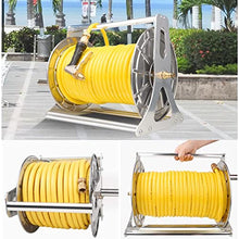 Heavy Duty Stainless Steel Garden Hose Reel With10 Pattern Hose Nozzle, Wall Mount/Floor Water Hose Storage Rack, 328-Feet 1/2 Inch Hose Capacity (35m Hose)
