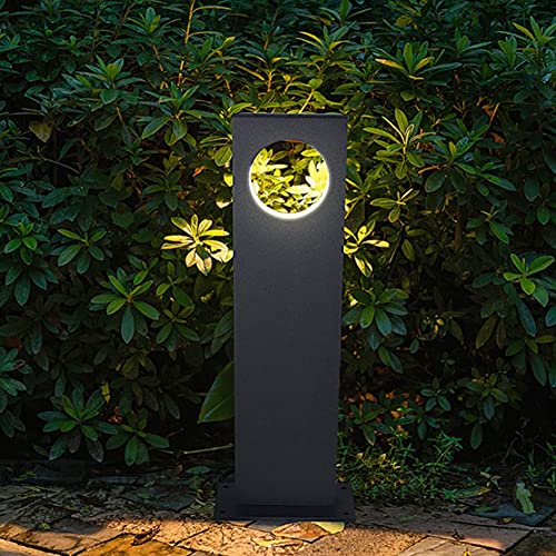 ZGHD 15W LED Bollard Light Outdoor Black,Outdoor Garden Path Lights,Modern Design Garden Lamp IP65 Waterproof,Decoration Terrace Landscape Lighting,3000K Warm White