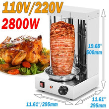 TREEYX Electric Grill Machine 3000W Vertical Kebab Grill 50-300℃ Vertical Rotisserie Oven Electric Grill Countertop Gyro Grill Machine
