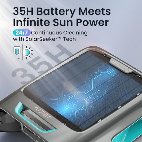 AIPER EcoSurfer S2 24/7 Solar Pool Skimmer Robot with App Support, Blue