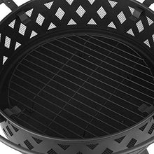 Garden Fire Pit Grill Bowl Grill Barbecue Rack Fire Pit Bowl, Outdoor Metal Firepit,BBQ Grill Fire with Grille, Sticks for Fire Pit, Fire Pit with Cover BBQ Cooking for Camping Backyard