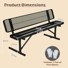 Metal Picnic Table, 72" Heavy Duty Outdoor Dining Table for 3-4 Adults, 882 LBS Capacity Galvanized Steel Table with Diamond Mesh Top and Ground Anchors, for Garden, Lawn, Patio, Porch, Park, Yard,Bla