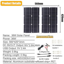 OLONETO Solar Power System 36W Folding Solar Panel with Four USB Chargers + 12000W Pure Sine Wave Power Inverter with Dual LED Display DC12V-AC220V+ 30A Solar Charge Controller Solar System Kit