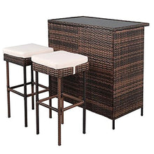 (102 x 59 x 101) cm Bar Table and Bar Stool Three-Piece Set Brown Gradient Patio Furniture Set Outdoor Furniture Set