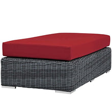 Modway Summon Wicker Rattan Outdoor Patio Ottoman Canvas Red