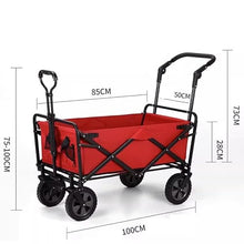 PUCNHZYNW Camping Trolley Cart Outdoor Folding Utility Wagon 4 Wheeled Camping Cart Utility Garden Trolley Handcart for Beach Picnic Transport Outdoor