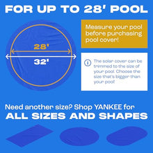 Sapphire Series Round Solar Pool Cover - Extra Durable 16-Mil Polymer Micro Bubble for 28 ft Round Above Ground Pool by Yankee, Keeps Water Warm, Prevents Loss, Weatherproof Solar Blanket
