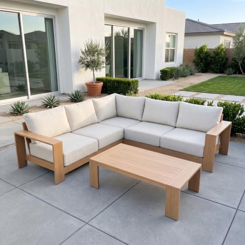 Acanva Ciela L-Shaped Outdoor Patio Sofa with Coffee Table
