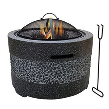 Small Firepit, Large 3 in 1 Fire Pit with BBQ Grill Shelf, Edging of Artificial Stone for Outside Patio, Decking, Lava Rocks