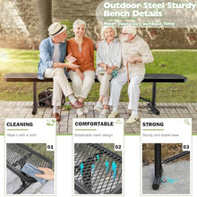 Heavy Duty Outdoor Metal Garden Park Bench, Steel Picnic Bench, Metal Mesh Outdoor Bench Porch Chair for Garden, Lawn, Patio, Porch, Park, Yard