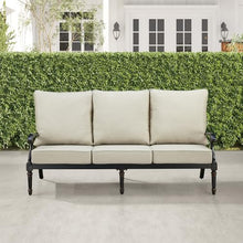 Oakland Living Black Aluminum Patio Deep Seating Outdoor Sofa Couch with Light Grey Cushions