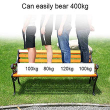 ERoomQ Outdoor Garden Bench,Balcony Garden Wooden slatted Bench with backrest, Cast Iron Frame and anticorrosive Solid Wood Seats (Anticorrosive Solid Wood 120cm)