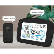 ASWRTYJO ABS Multifunctional Electronic Thermometer Hygrometer Clock Indoor Outdoor