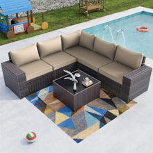 UOPYNE Patio Sectional Furniture Set, 6 Piece All Weather Backyard Conversation Seat, Wicker Conversation Sets, Rattan Sofa Chair with Cushion for Garden, Poolside, Backyard, Porch