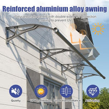 Door Awning Window Canopy with Drainage, 48x94 Inch Solid Polycarbonate Awnings for Outside, Porch, Patio, Deck, Sun Shade UV,Rain,and Snow Protection, Aluminum Alloy Bracket