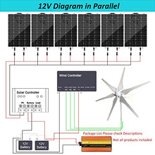 1000W Solar Wind Power Kit for Charging 12V Lead Acid Gel AGM SLA FLD Batteries: 1x 400W Wind Turbine with Controller + 6X 100W Solar Panel + Solar Controller for RV Boat Cabin Home