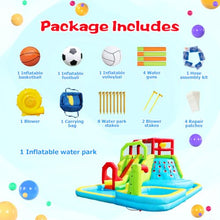 WELLFUNTIME Large Inflatable Water Slide Park with Air Blower