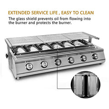 6 Burner BBQ Grill Stainless Steel Outdoor Roaster Stove Camping Courtyard Party Kebab Meat Glass Cover