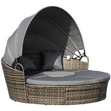 ZSLKDL Pc Rattan Patio Furniture Set,Round Convertible Daybed Or Sunbed,Sectional Outdoor Sofa