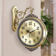 saditesdk Wall Clock, American Metal Double-Sided Clock Wall-Mounted Garden Outdoor Decorative Clock Two-Sided Design Mute Clock Living Room Mute Clock for Indoor Use，
