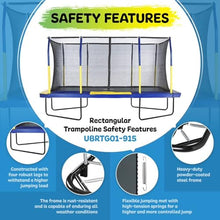 Upper Bounce Rectangle Trampoline with Enclosure Blue/Yellow