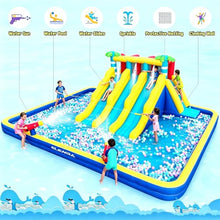 ELEMARA Inflatable Water Slide for Big Kids, 20.66x16.4FT w/Large Double-Layer Pool, Bounce House for Kids Backyard w/3 Extra-Long Slides, Climbing Wall, 2 Water Cannons,Water Spraying,750W Air Blower