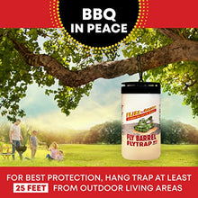 Flies Be Gone Outdoor Fly Traps 2-Pack Reusable – with 2 Dissolvable Fly Attractant Refill Packets & 2 Suspension Straps - Protein-Powered Attractant Catcher for Your Patios, Home and Commercial Use.