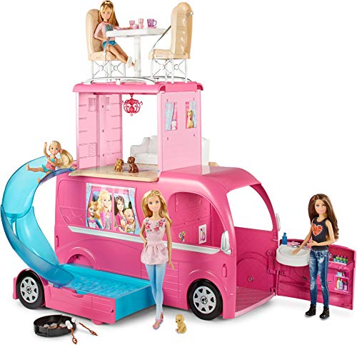 Barbie Pop-Up Camper 3-Story Play Set with Pool, Pink