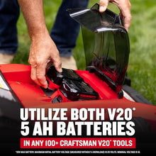 CRAFTSMAN V20 20 in Lawn Mower, 2 x 5Ah Batteries and 2 Chargers Included, High Effeciency Brushless Motor, Push Mower, Up to 50 Min of Runtime, Lightweight, Grass Bag, Low Profile (CMCMW220P2)