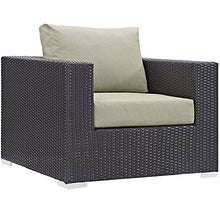 Modway Convene Wicker Rattan 8-Piece Outdoor Patio Sectional Sofa Furniture Set in Espresso Beige