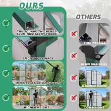 6x8 FT Greenhouse for Outdoors, Aluminum Large Walk-in Green House, Polycarbonate Panels, Adjustable Roof Vent, for Outside Garden Backyard, Patio, Lawn, Suitable for All Seasons (6x8 FT)