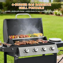 EUHOME 4-Burner Stainless Steel Gas Grill | 34,000 BTU Total Output & 421 sq.in Cooking Area | Powerful Even-Heat System for Large Family BBQs & Backyard Parties
