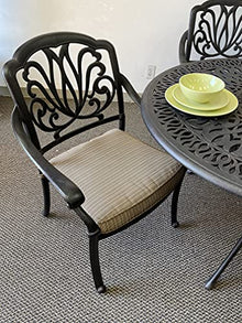 Elizabeth Outdoor Cast Aluminum Patio 9 pcs Dining Set with 64" Square Table and 8 Stationary Chairs Antique Bronze (Olefin Walnut Cushion)