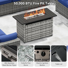 15-Piece Wicker Outdoor Patio Furniture Set with 44" Fire Pit Table