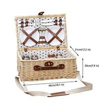 ZYBB Outdoor Picnic Basket Wicker Picnic Basket with Cutlery Handle and Shoulder Strap Large Storage Basket for 4 (Color:B)