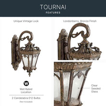 Kichler Tournai 24" 2 Light Outdoor Wall Light with Clear Seeded Glass in Londonderry