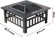 Fire Pits Outdoor Wood Burning Outdoor Square Metal Firepit Backyard Patio Garden