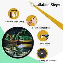 AECEVAN Wall Mount Moving Sand Art 23.6'' Round Glass Sculpture I