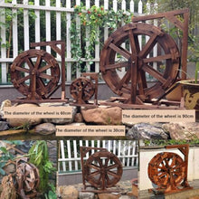 Water Wheel Fountain Outdoor Garden with Stand and Fountains Waterfalls Wooden for Patio Pond Pool Decoration Feature Vintage Rustic Ornamental(Diameter 90cm)