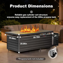 51 Inch Outdoor Propane Fire Pit Table, 50000BTU 4-in-1 FirePit Table, Gray